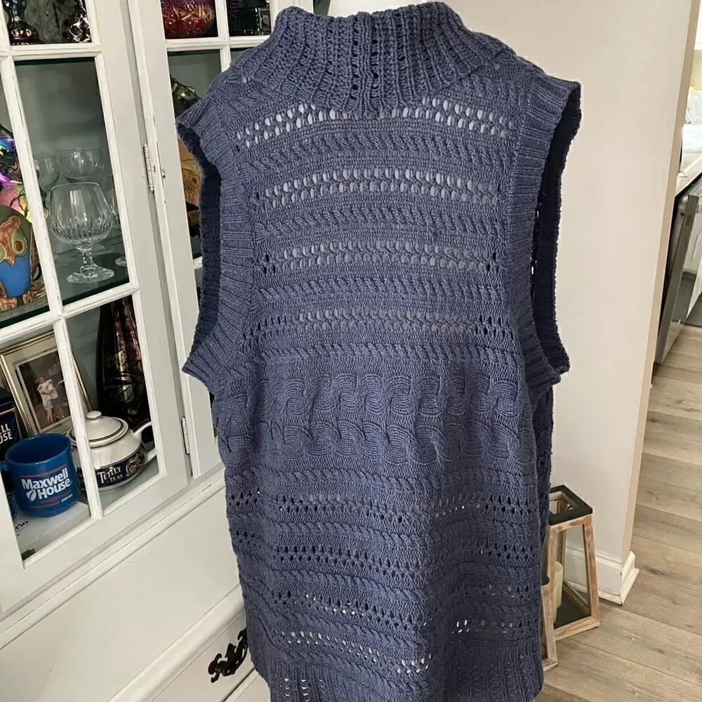 Sleeveless Cardigan Sweater Blue Sz 2X Sonoma - Picture 5 of 8